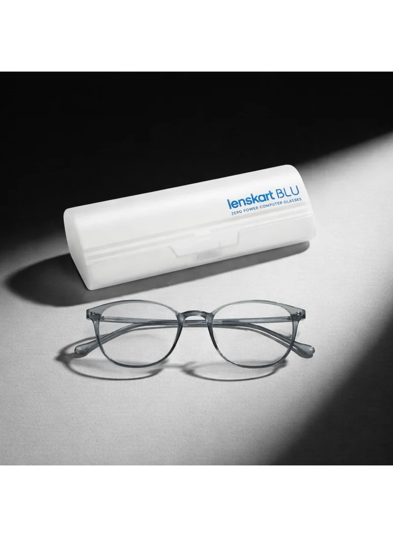 Lenskart Blu LENSKART BLU Gaming Glasses For Eye Protection From Digital Screens | Computer Glasses with Blue Cut & UV Protection | Lightweight Specs With Zero Power For Gamers (142 mm - Large) - LB E14785